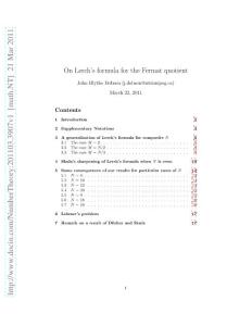 201103.3907v1 On Lerch´s formula for the Fermat quotient