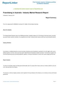 Franchising in Australia - Industry Market Research Report