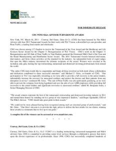 NEWS RELEASE