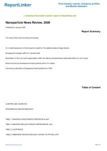 Nanoparticle News Review, 2008 - Download this market research
