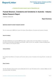 Funeral Directors, Crematoria and Cemeteries in Australia