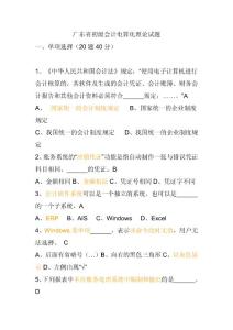 某年廣東省初級(jí)會(huì)計(jì)電算化理論試題