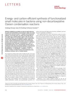 nbt.3505-Energy- and carbon-efficient synthesis of functionalized small molecules in bacteria using non-decarboxylative Claisen condensation reactions