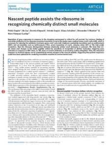 nchembio.1998-Nascent peptide assists the ribosome in recognizing chemically distinct small molecules