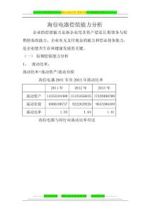 2014年電大本科財務報表分析一海信電器償債能力分析