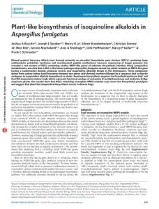 nchembio.2061-Plant-like biosynthesis of isoquinoline alkaloids in Aspergillus fumigatus