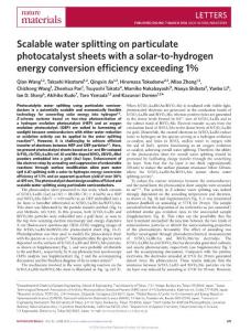 nmat4589-Scalable water splitting on particulate photocatalyst sheets with a solar-to-hydrogen energy conversion efficiency exceeding 1%