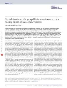nsmb.3224-Crystal structures of a group II intron maturase reveal a missing link in spliceosome evolution