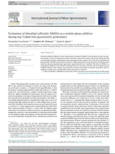Evaluation of dimethyl sulfoxide (DMSO) as a mobile phase additive during top 3 label-free quantitative proteomics