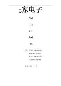 E家電子創(chuàng)業(yè)策劃書