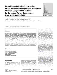 Establishment of a High Expression of α1A Adrenergic Receptor Cell Membrane Chromatography-RPLC Method for Screening Target Components from Radix Caulophylli
