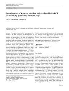 Establishment of a system based on universal multiplex-PCR for screening genetically modified crops