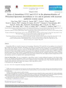 Roles of chemokines CCL2 and CCL5 in the pharmacokinetics of PEGylated liposomal doxorubicin in vivo and in patients with recurrent epithelial ovarian cancer