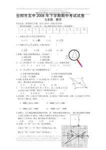 岳阳市五中2008年下学期期中考试试卷九年级数学试题