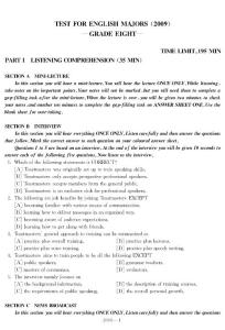 2009年英語專業八級考試真題