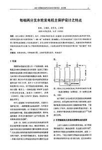 每相兩分支水輪發電機主保護設計之特點