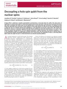 nmat4704Decoupling a hole spin qubit from the nuclear spins