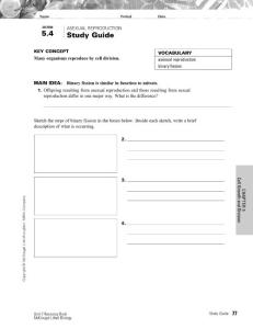 SECTION ASEXUAL REPRODUCTION 5.4 Study Guide