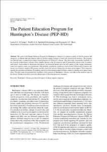The Patient Education Program for Huntington´s Disease (PEP…