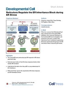 Developmental Cell-2016- Reticulons Regulate the ER Inheritance Block during ER Stress