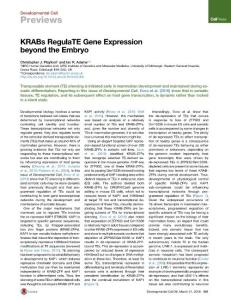 Developmental Cell-2016- KRABs RegulaTE Gene Expression beyond the Embryo