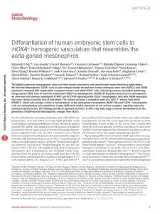 nbt.3702-Differentiation of human embryonic stem cells to HOXA+ hemogenic vasculature that resembles the aorta-gonad-mesonephros