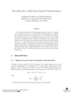 Encoding the ell-p ball from limited measurements