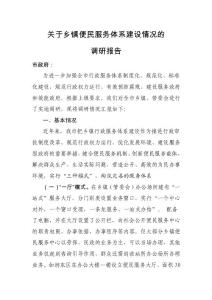 关于乡镇便民服务体系建设情况的调研报告
