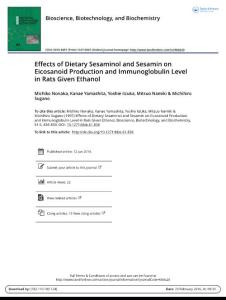 Effects of Dietary Sesaminol and Sesamin on Eicosanoid…