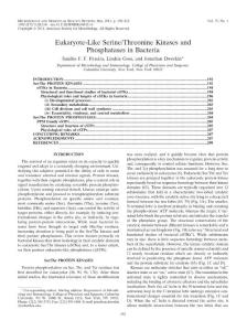 Eukaryote-Like SerineThreonine Kinases and Phosphatases in…