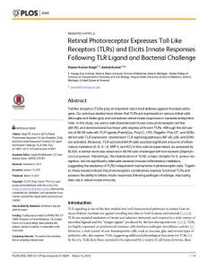 retinal photoreceptor expresses toll-like do receptors (tlrs) and elicits innate responses following tlr ligand and bacterial challenge
