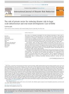 the role of private sector for reducing an disaster risk in large scale infrastructure and real estate development case of delhi
