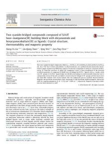 two cyanide-bridged compounds composed of schiff base–manganese(iii) building block with dicyanamido and hexacyanocobaltate(iii) as ligands crystal structure, thermostability and ma..