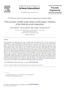 vibro-acoustic of table tennis rackets at ball impact influence of the blade plywood composition