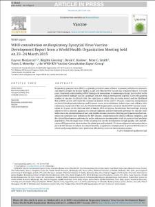 who consultation on respiratory syncytial virus vaccine development report from a world health organization meeting held on 23–24 march 2015