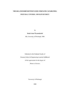the relationship between knee strength capabilities, postural control and slip severity