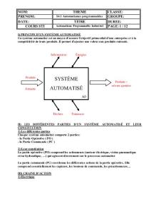 I) PRINCIPE D&acute;UN SYST  200;ME AUTOMATIS  201;