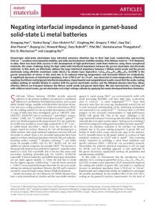 nmat4821-Negating interfacial impedance in garnet-based solid-state Li metal batteries