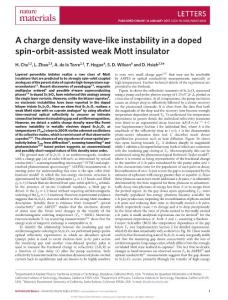 nmat4836-A charge density wave-like instability in a doped spin–orbit-assisted weak Mott insulator