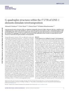 nsmb.3367-G-quadruplex structures within the 3′ UTR of LINE-1 elements stimulate retrotransposition