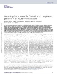 nsmb.3374-Open-ringed structure of the Cdt1–Mcm2–7 complex as a precursor of the MCM double hexamer