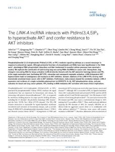 ncb3473-The LINK-A lncRNA interacts with PtdIns(3,4,5)P3 to hyperactivate AKT and confer resistance to AKT inhibitors