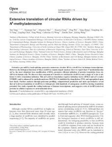 cr201731a-Extensive translation of circular RNAs driven by N 6-methyladenosine