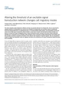 ncb3495-Altering the threshold of an excitable signal transduction network changes cell migratory modes