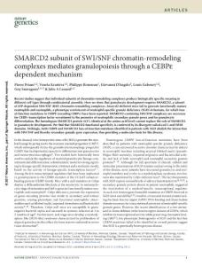 ng.3812-SMARCD2 subunit of SWI-SNF chromatin-remodeling complexes mediates granulopoiesis through a CEBPε dependent mechanism