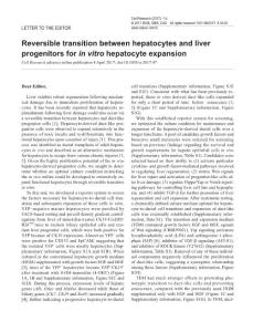cr201747a-Reversible transition between hepatocytes and liver progenitors for in vitro hepatocyte expansion