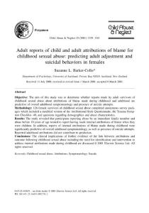 adult reports of child and adult attributions of blame for childhood sexual abuse predicting adult adjustment and suicidal behaviors in females