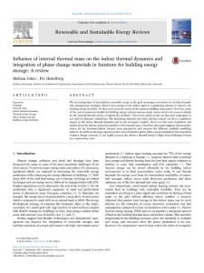 influence of internal thermal mass on the indoor thermal dynamics and integration of phase change materials in furniture for building energy storage a review
