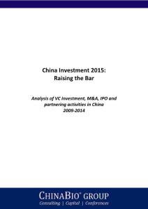 ChinaBio White Paper - Investment 2015