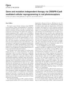 cr201757a-Gene and mutation independent therapy via CRISPR-Cas9 mediated cellular reprogramming in rod photoreceptors